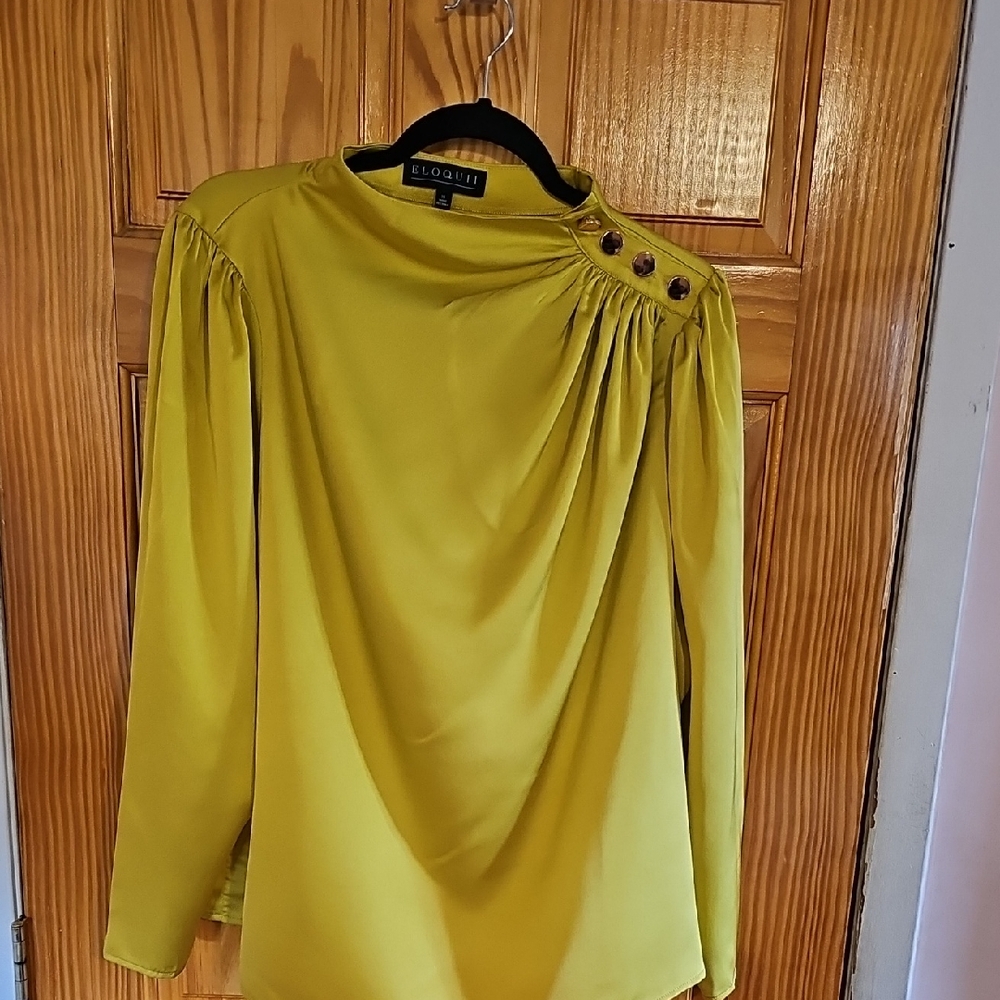 Eloquii Yellow Button-Detail Blouse